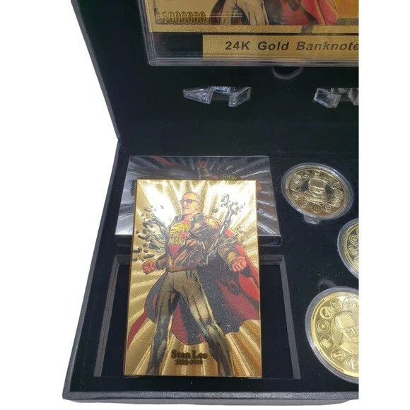 Marvel Superhero Stan Lee Gold Plated Coin Bank Note Card Deck Commemorative Set - Picture 5 of 11